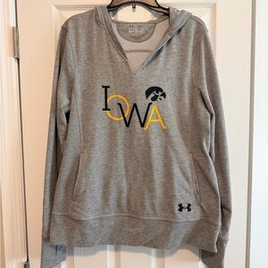 Under Armour Gray Iowa Hooded Pullover with Black & Gold Logo